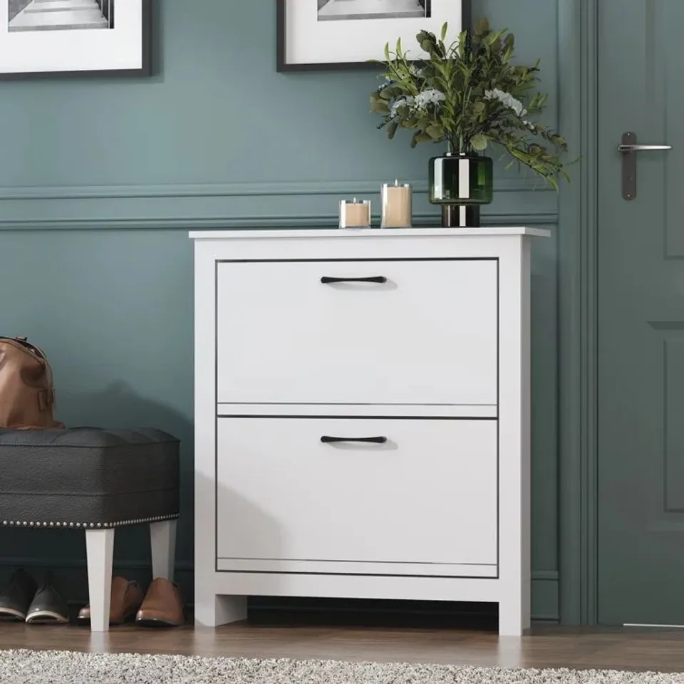 BOXED LIMESTONE 12 PAIR SHOE STORAGE CABINET 