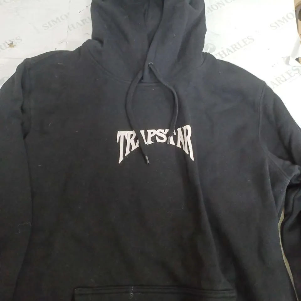 TRAPSTAR BLACK PULL OVER HOODIE - MEDIUM