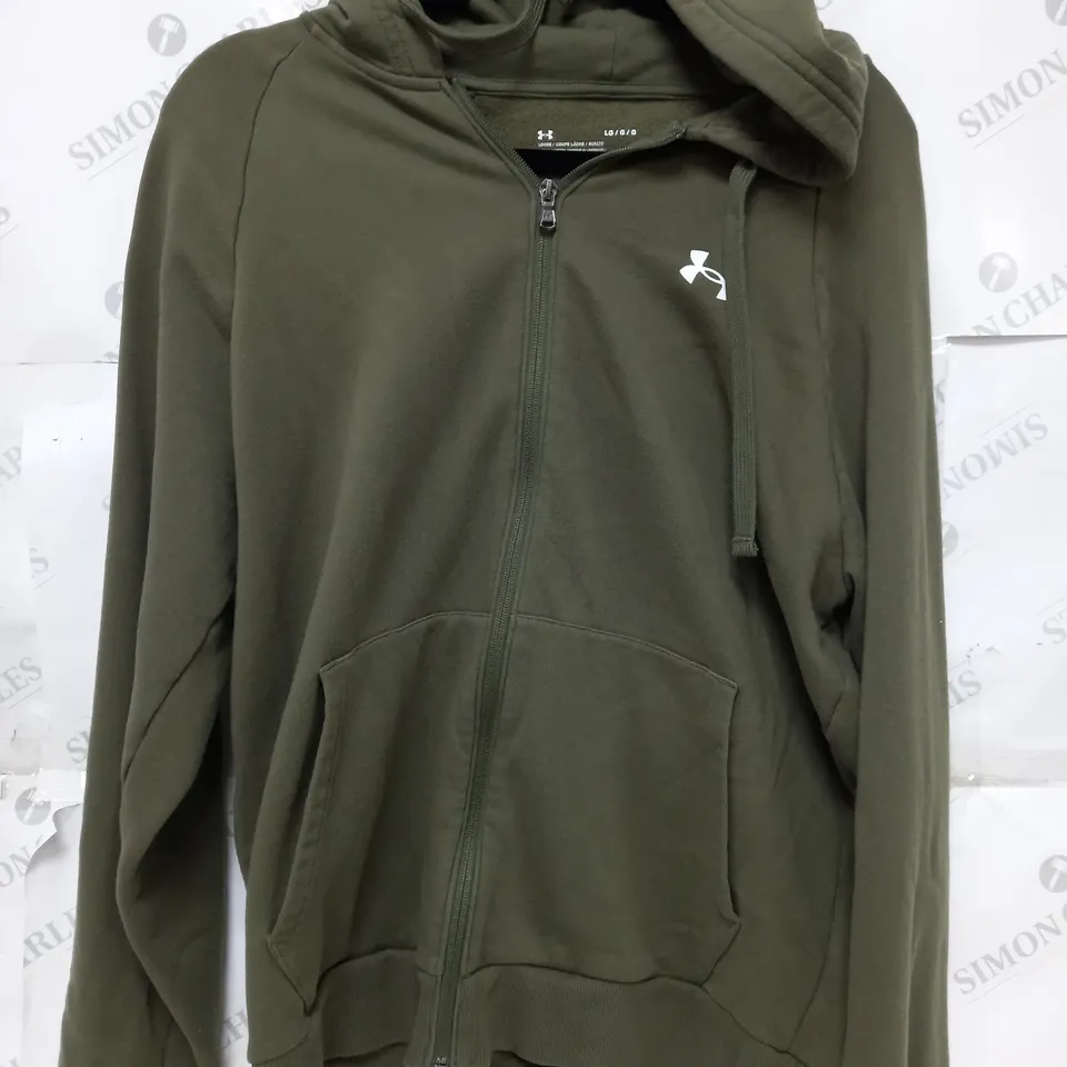 UNDER ARMOUR ZIP HOODIE IN KHAKI - LARGE