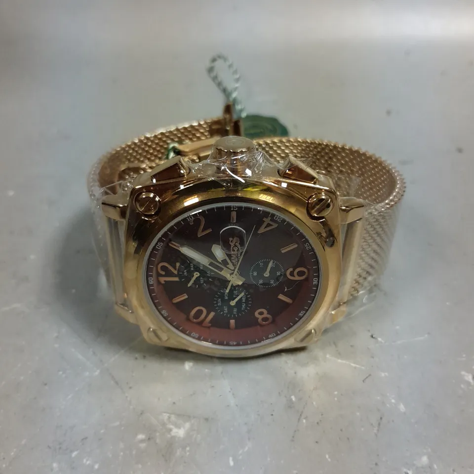GAMAGES PERCEPTION ROSE RED DIAL WATCH 