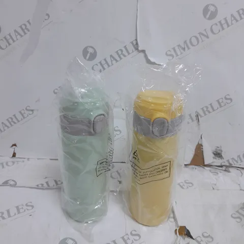 LOCK & LOCK SET OF 2 STAINLESS INSULATED DAILY POP PASTEL WATER BOTTLES