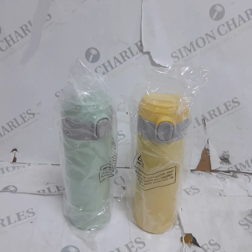 LOCK & LOCK SET OF 2 STAINLESS INSULATED DAILY POP PASTEL WATER BOTTLES