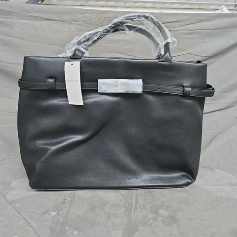 ABERCROMBIE & FITCH BLACK LEATHER TOTE BAG