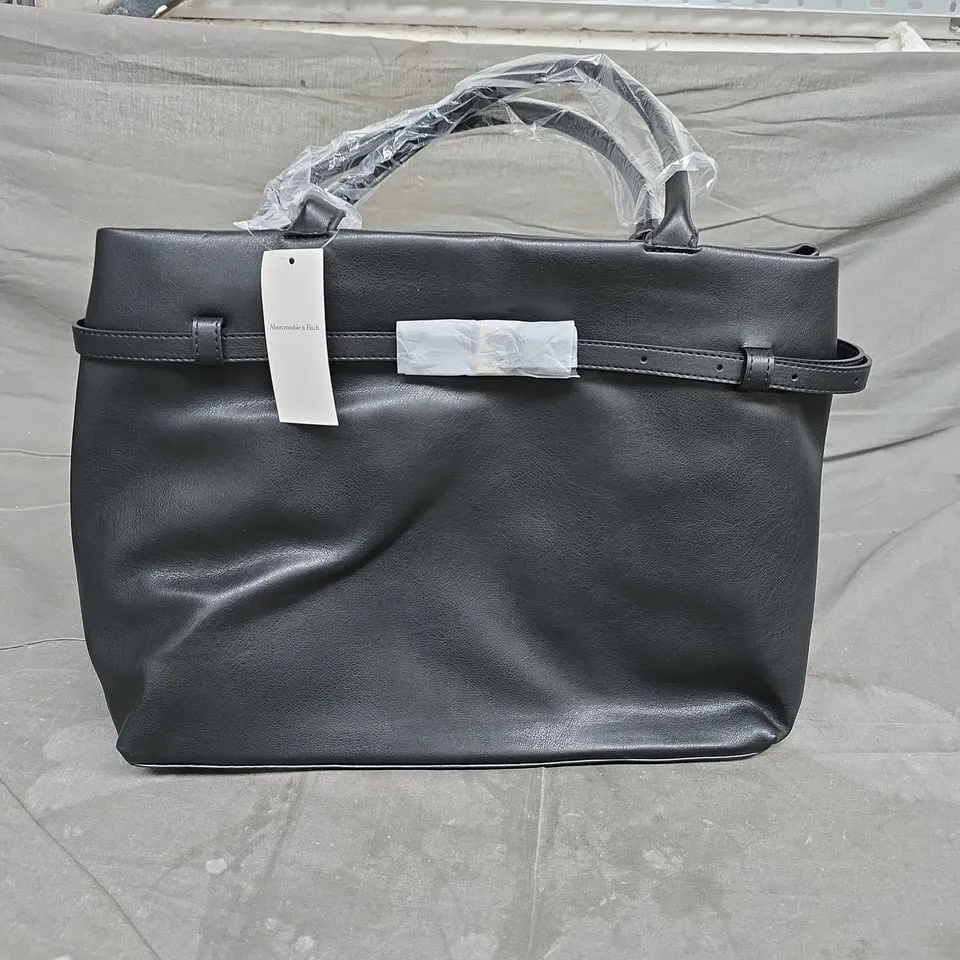 ABERCROMBIE & FITCH BLACK LEATHER TOTE BAG