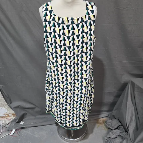 DOROTHY PERKINS GEOMETRIC PRINT SLEEVELESS DRESS – UK 14 (US 10, EUR 42)