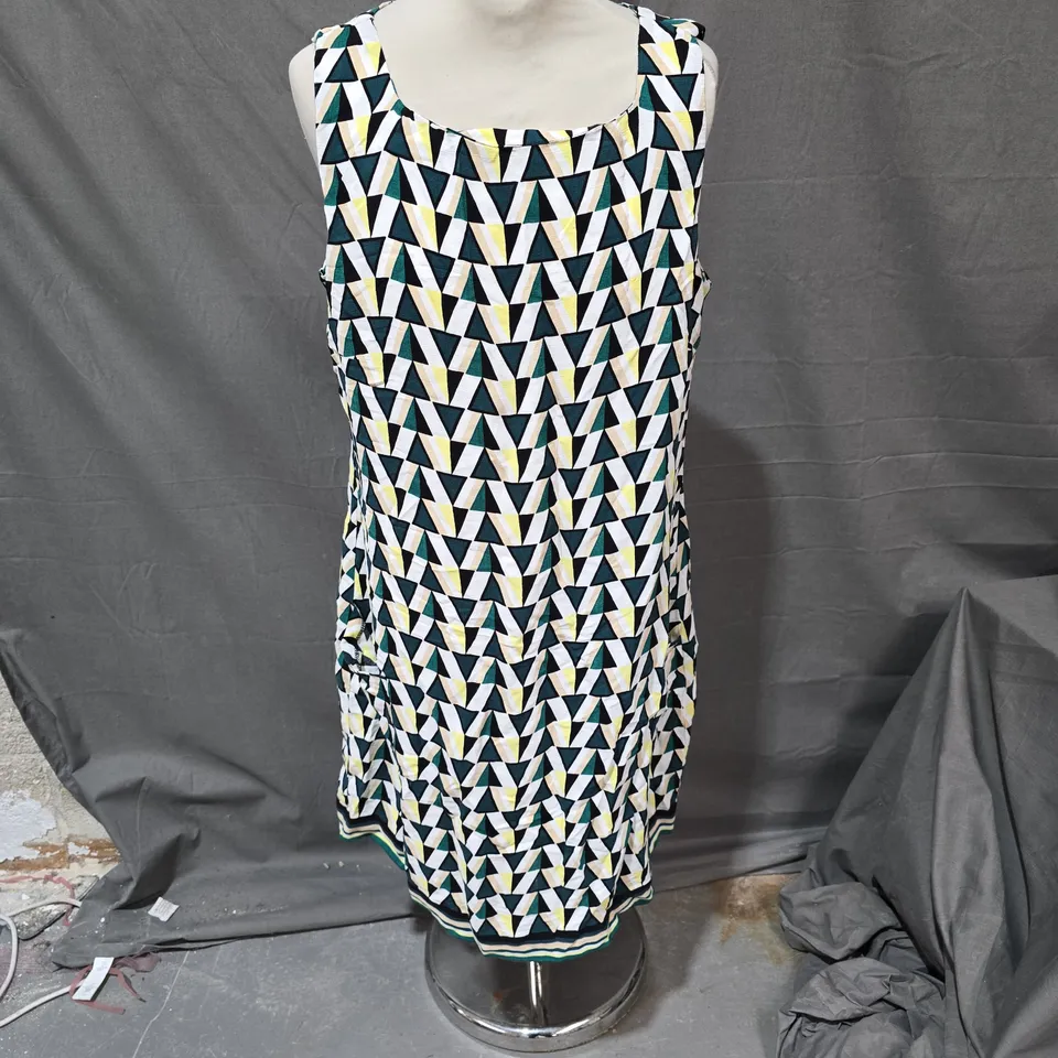 DOROTHY PERKINS GEOMETRIC PRINT SLEEVELESS DRESS – UK 14 (US 10, EUR 42)