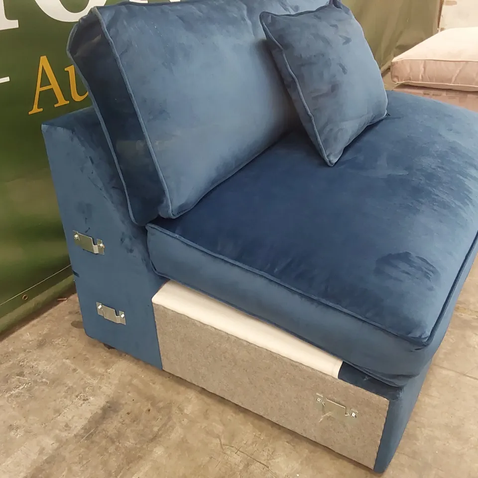 QUALITY DESIGNER WESTBURY VELVET BLUE MODULE SOFA SECTION PIECE