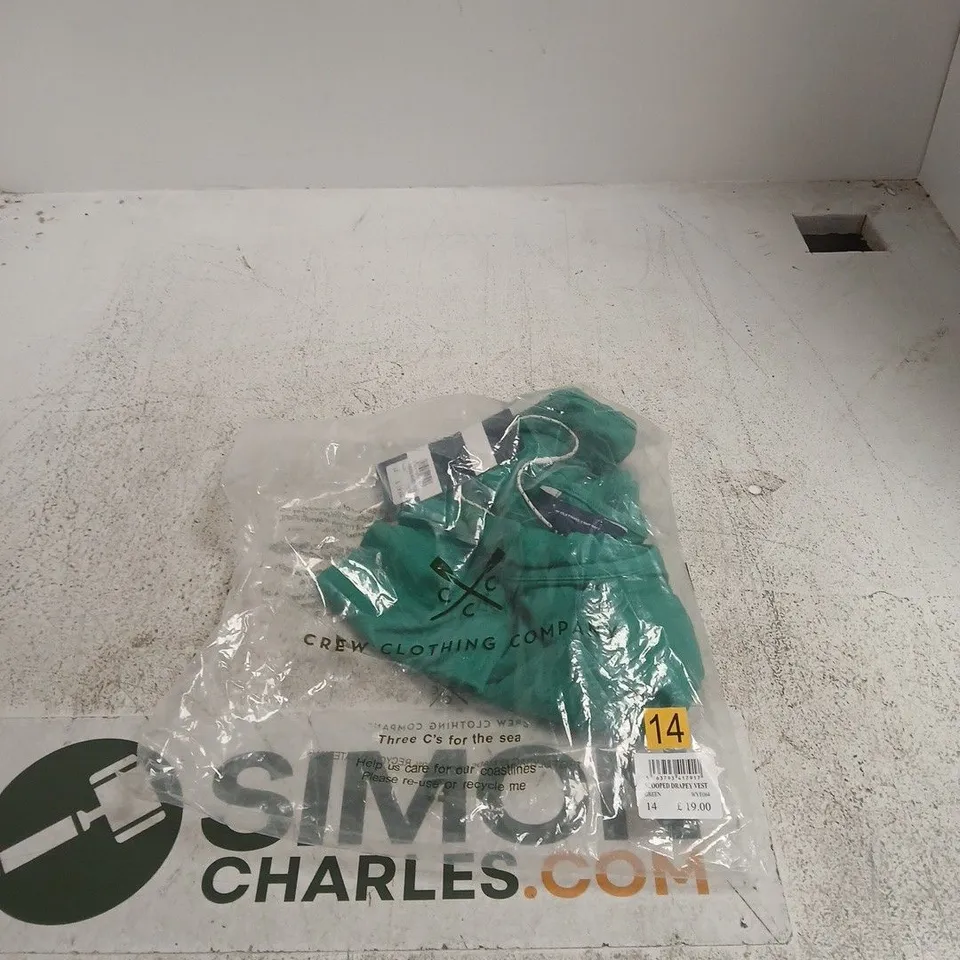 CREW CLOTHING COMPANY SCOOPED DRAPEY VEST GREEN UK 14