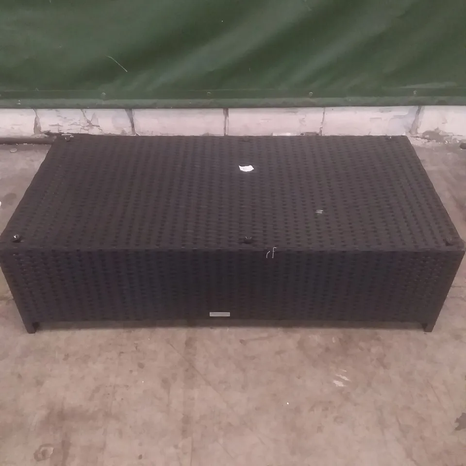 RATTAN EFFECT GARDEN COFFEE TABLE BLACK