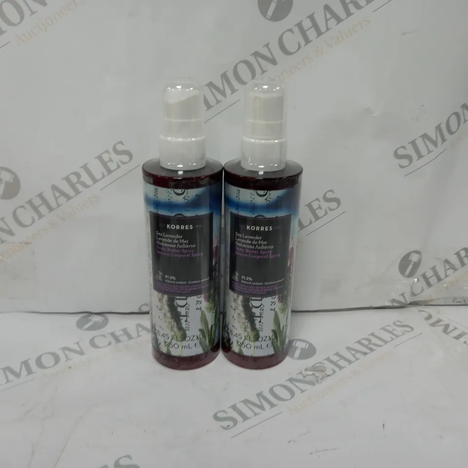 BOX OF TWO KORRES SEA LAVENDER BODY BUTTER SPRAY 250ML
