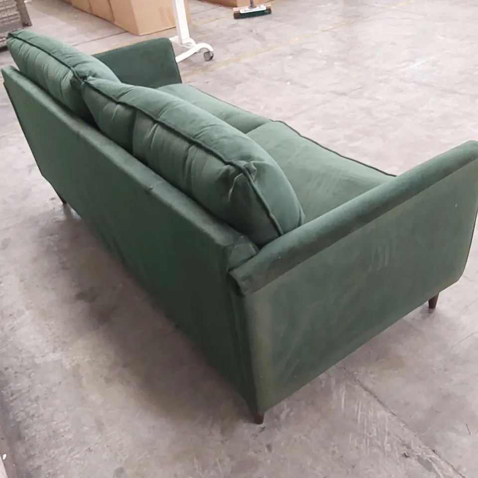DESIGNER PASHA EMERALD VELVET UPHOLSTERED 3 SEATER SOFA
