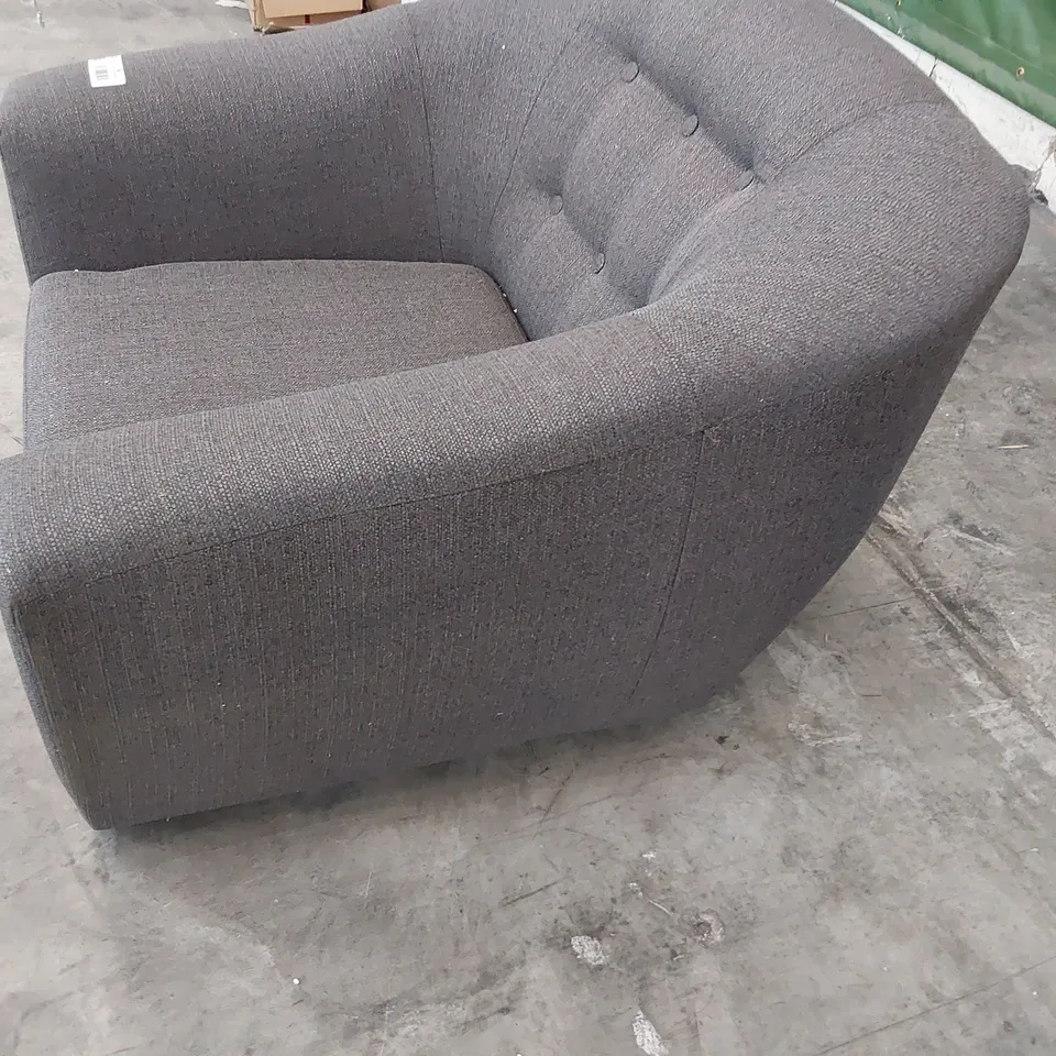 DESIGNER TUB EASY CHAIR GREY FABRIC 