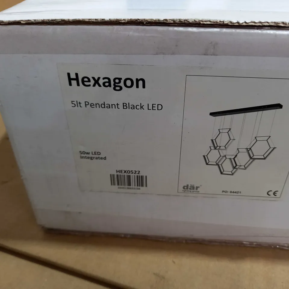 HEXAGON 5LT PENDANT BLACK LED 