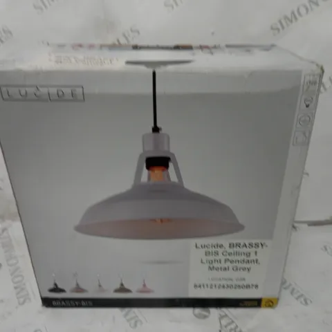 BOXED LUCIDE BRASSY-BISD CEILING LIGHT IN GREY METAL
