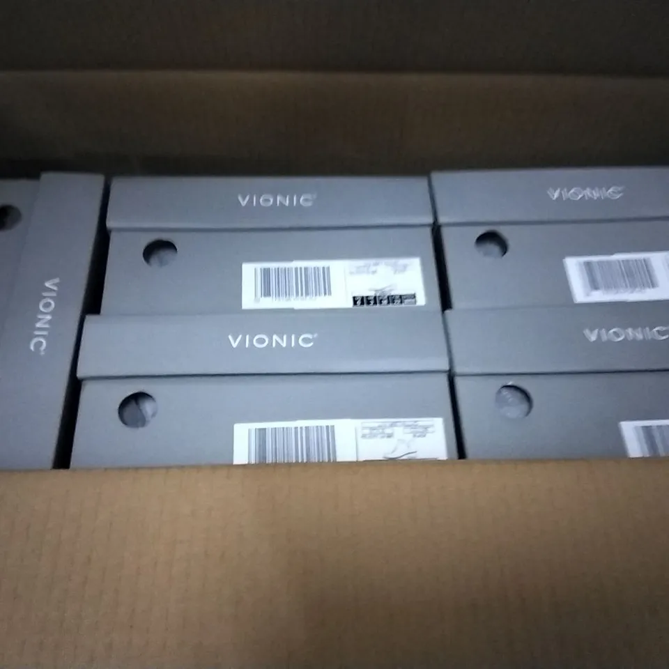 BOX OF 5 VIONIC SHOE BOXES CONTAINING FELICITY LIV METALLIC BLACK ANKLE BOOTS SIZE 3