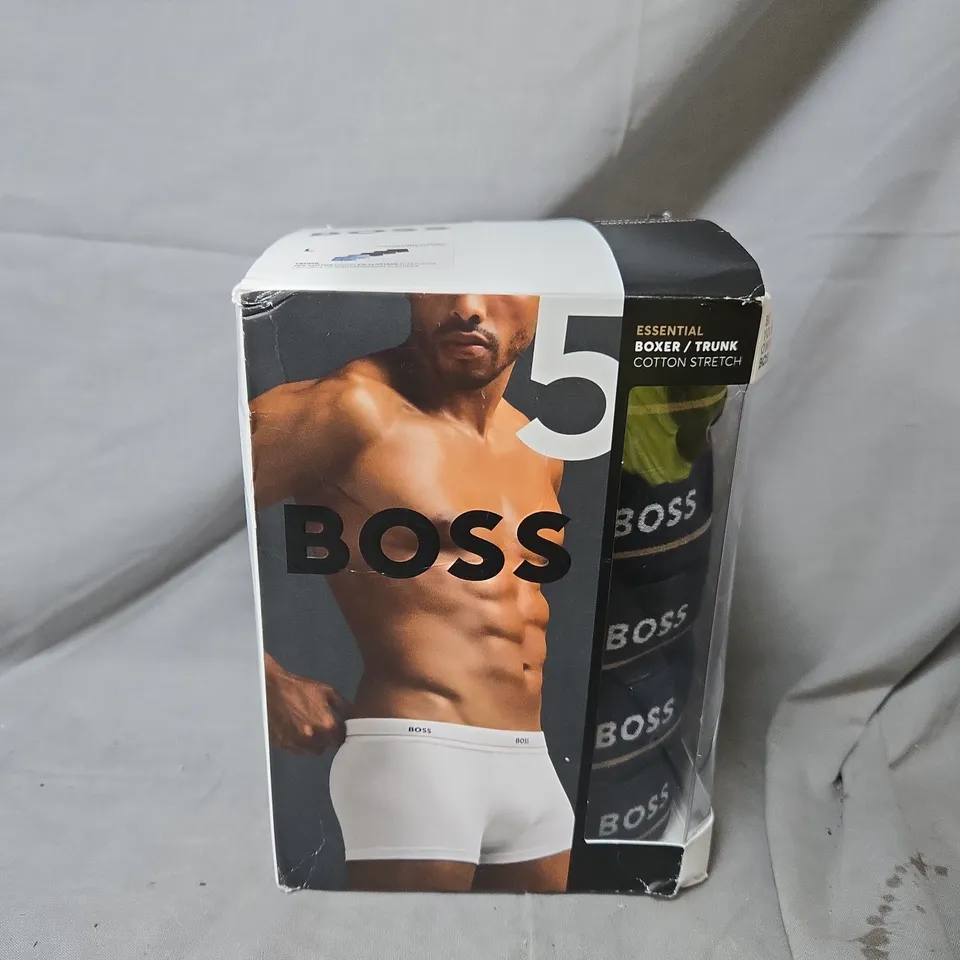 HUGO BOSS ESSENTIAL BOXER/TRUNK COTTON STRETCH – 5 PACK, ASSORTED (SIZE L)