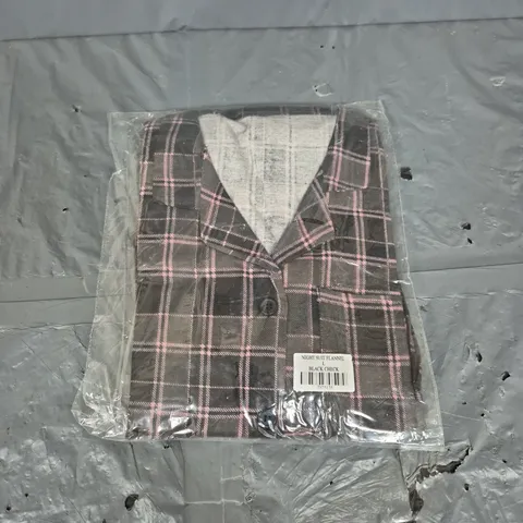 BOX OF APPROXIMATELY 40 NIGHT SUIT FLANNELS IN BLACK CHECK SIZE L - COLLECTION ONLY