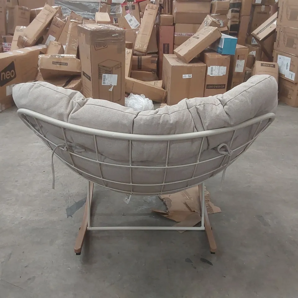 GRANDPATIO OUTDOOR ROCKING POWDER COATED STEEL CHAIR WITH CUSHION