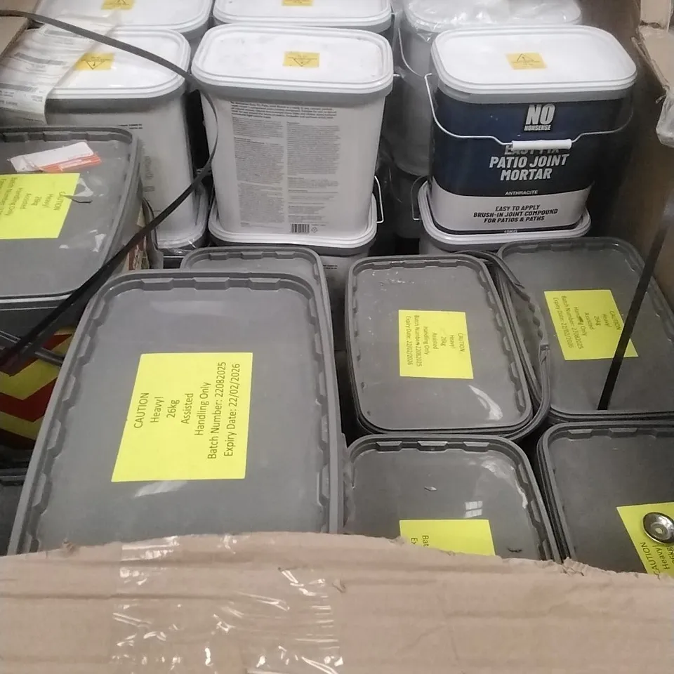 PALLET OF ASSORTED DIY, HOME IMPROVEMENT AND BUILDING PRODUCTS TO INCLUDE;EASY FIX JOINT MORTAR, PERMANENT POTHOLE REPAIR ETC
