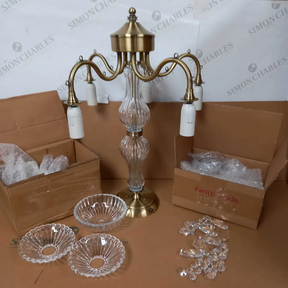 ALESSANDRA FLUSH ANTIQUE BRASS EFFECT CRYSTAL 5 LIGHT CHANDELIER RRP £90