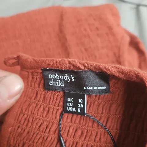 NOBODY'S CHILD SLEEVELESS DRESS – BURNT ORANGE, UK 10 (EU 38)