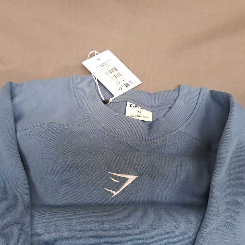 GYMSHARK BLUE JUMPER SIZE XS