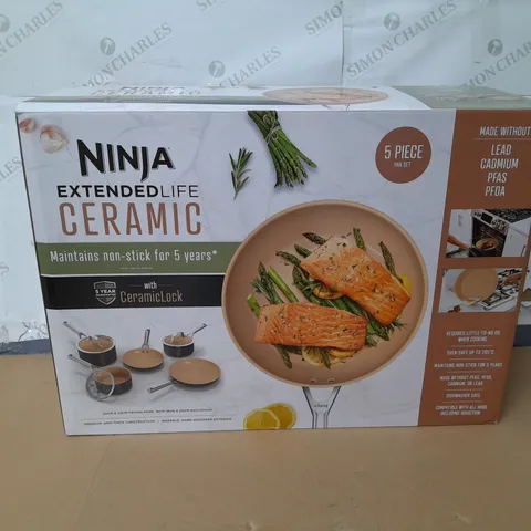 BOXED NINJA EXTENDED LIFE CERAMIC 5 PIECE COOKWARE SET CW95000UK