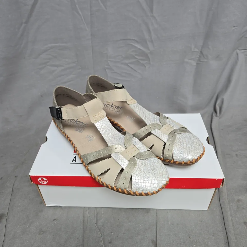 RIEKER BEIGE COMBI SANDALS SIZE 41 BOXED