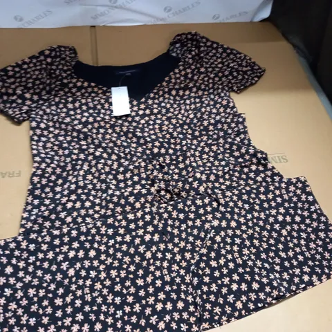 FRENCH CONNECTION DITSY FLORAL PRINT MINI WRAP DRESS - UK 14