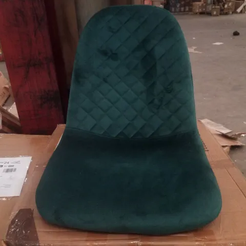 BOXED SET OF 4 GREEN VELVET DINING CHAIRS 
