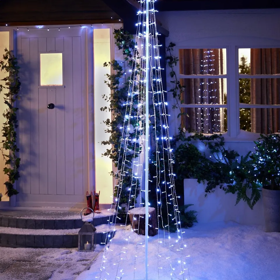 BOXED 8 FT WHITE WATERFALL LIGHT-UP OUTDOOR CHRISTMAS TREE - COLLECTION ONLY RRP £59.99