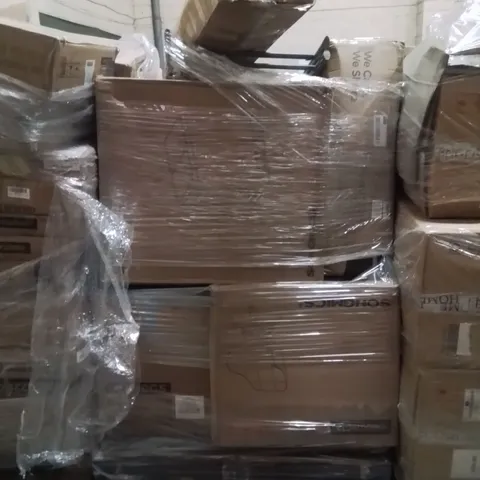 PALLET OF ASSORTED HOUSEHOLD GOODS AND PRODUCTS TO INCLUDE;OFFICE CHAIR,PLAYPEN,TRASH CAN