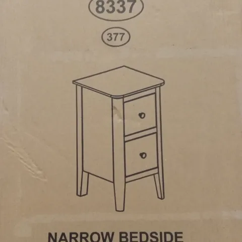 BOXED NARROW BEDSIDE TABLE (1 BOX)