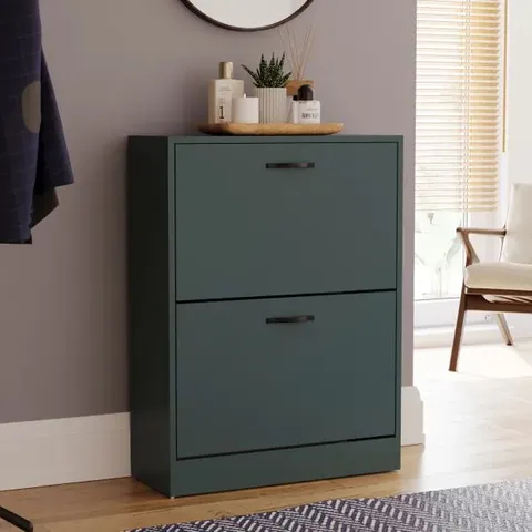 BOXED VIDA 2 DRAWER SHOE CABINET - GREEN (1 BOX)