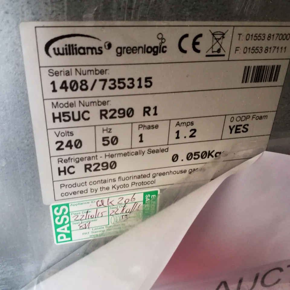 WILLIAMS H5UC R290 R1 UNDER COUNTER FRIDGE