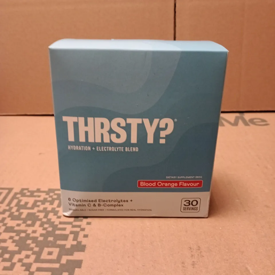 THIRSTY? BLOOD ORANGE FLAVOUR ELECTROLYTE DRINK MIX – 30 SERVINGS