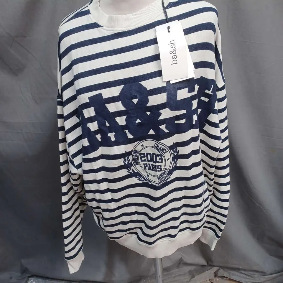 BA&SH BENJAMIN SWEATSHIRT IN NAVY STRIPE SIZE M