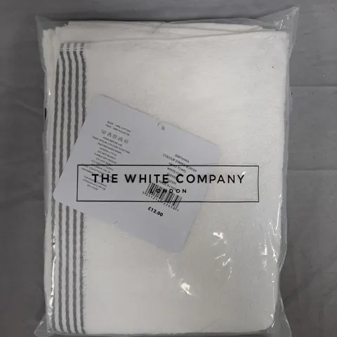 THE WHITE COMPANY STRIPED BORDER HAND TOWEL IN WHITE/GREY - 50X90CM