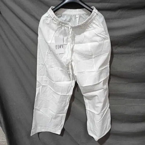 YHWM WHITE DRAWSTRING TROUSERS, SIZE S