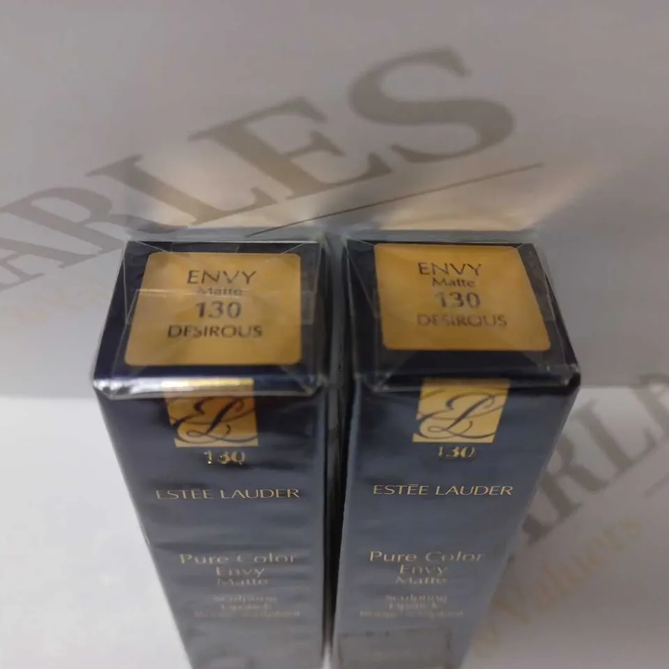 LOT OF 2 ESTEE LAUDER PURE COLOUR ENVY MATTE LIPSTICKS - #130 DESIROUS 