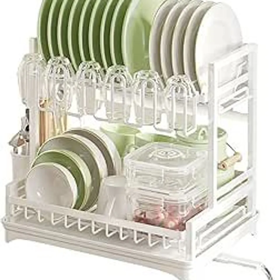 BOXED NEO WHITE 2 TIER CHROME PLATE DISH DRAINER (1 BOX)