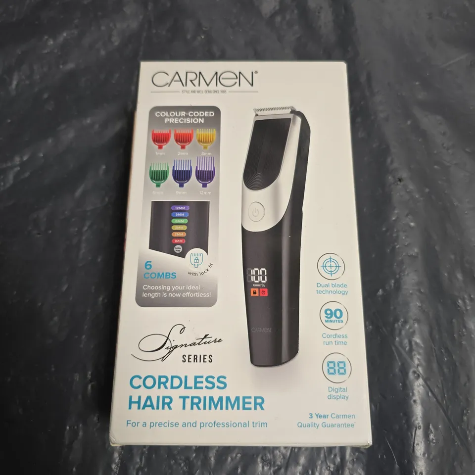CARMEN SIGNATURE SERIES CORDLESS HAIR TRIMMER – BLACK (MODEL C81275BLK)