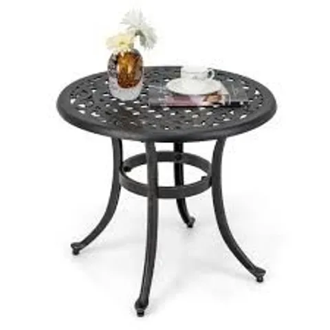 BOXED COSTWAY 60cm PATIO SIDE TABLE WITH ADJUSTABLE FOOTPADS FOR POOLSIDE BACKYARD BALCONY