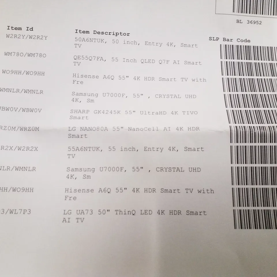 PALLET CONTAINING DAMAGED TVS