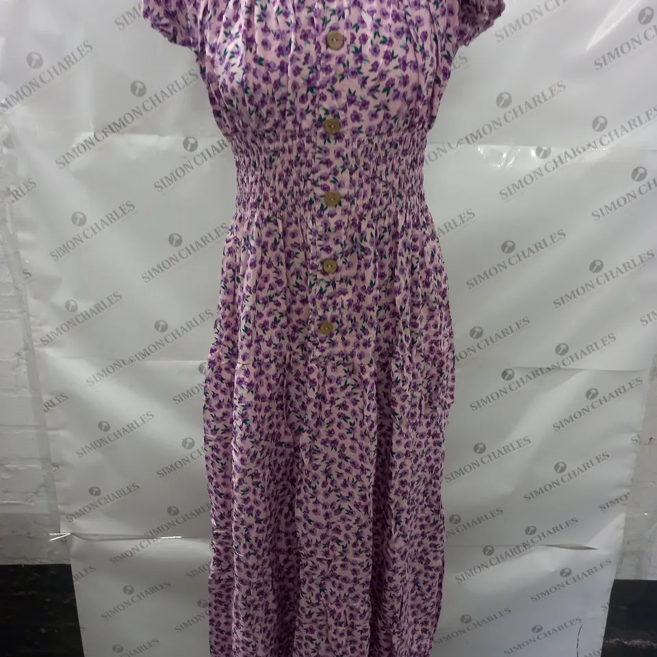 KURT MULLER PASTEL  FLORAL BARDOT MAXI DRESS - L/XL