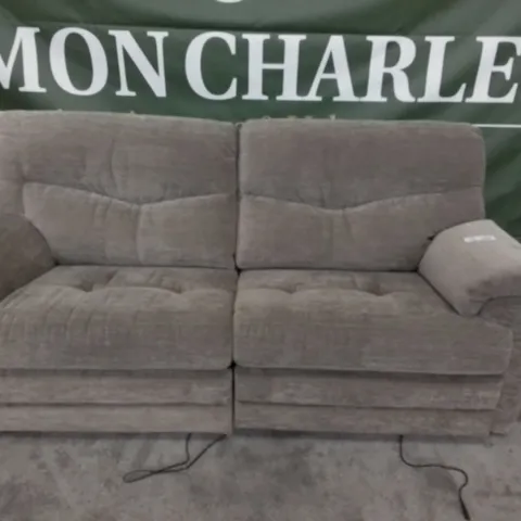 DESIGNER G PLAN MADE STRATFORD DESTINY STORM FABRIC ELECRIC RECLINING THREE SEATER SOFA