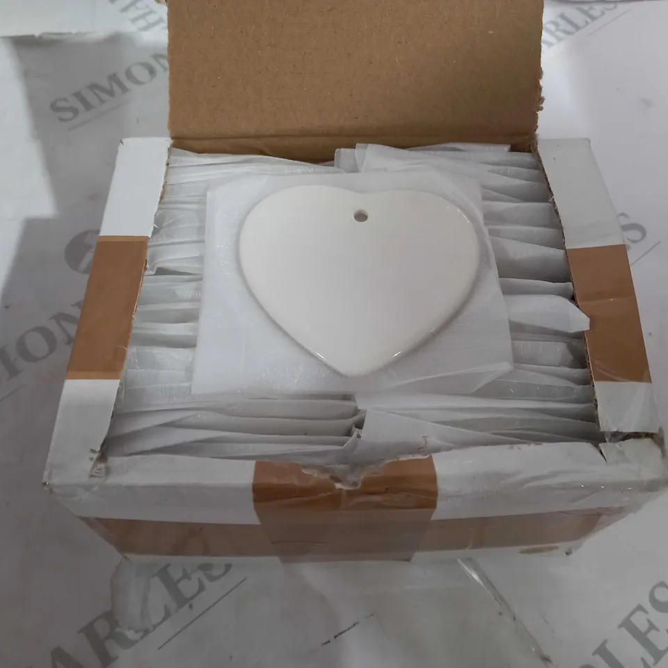 APPROX 40 PORCELAIN HEART DECORATIONS