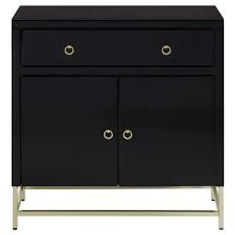 BOXED KENSINGTON TOWNHOUSE 1-DRAWER 2-DOOR CABINET - BLACK/GOLD (1 BOX)