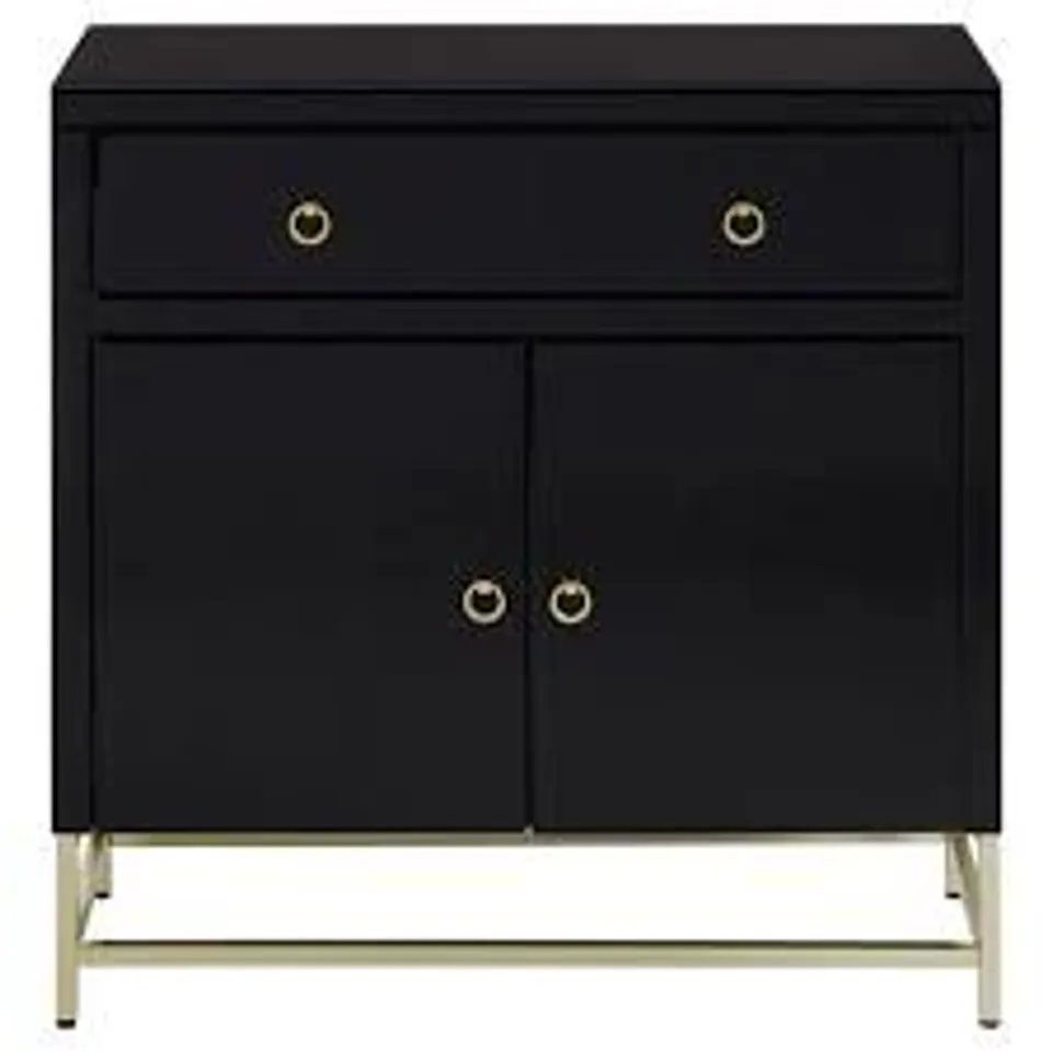 BOXED KENSINGTON TOWNHOUSE 1-DRAWER 2-DOOR CABINET - BLACK/GOLD (1 BOX)
