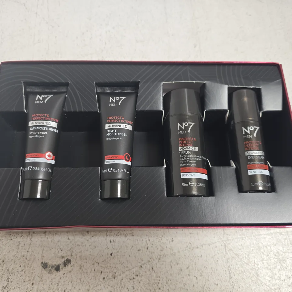 BOXED NO7 MEN PROTECT & INTENSE ADVANCED COLLECTION 4 PIECE GIFT SET